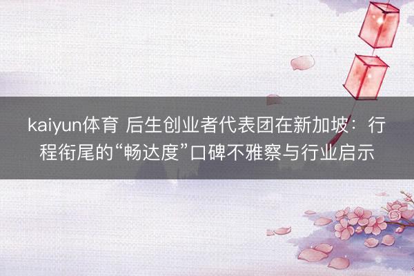 kaiyun体育 后生创业者代表团在新加坡:行程衔尾的“畅达度”口碑不雅察与行业启示